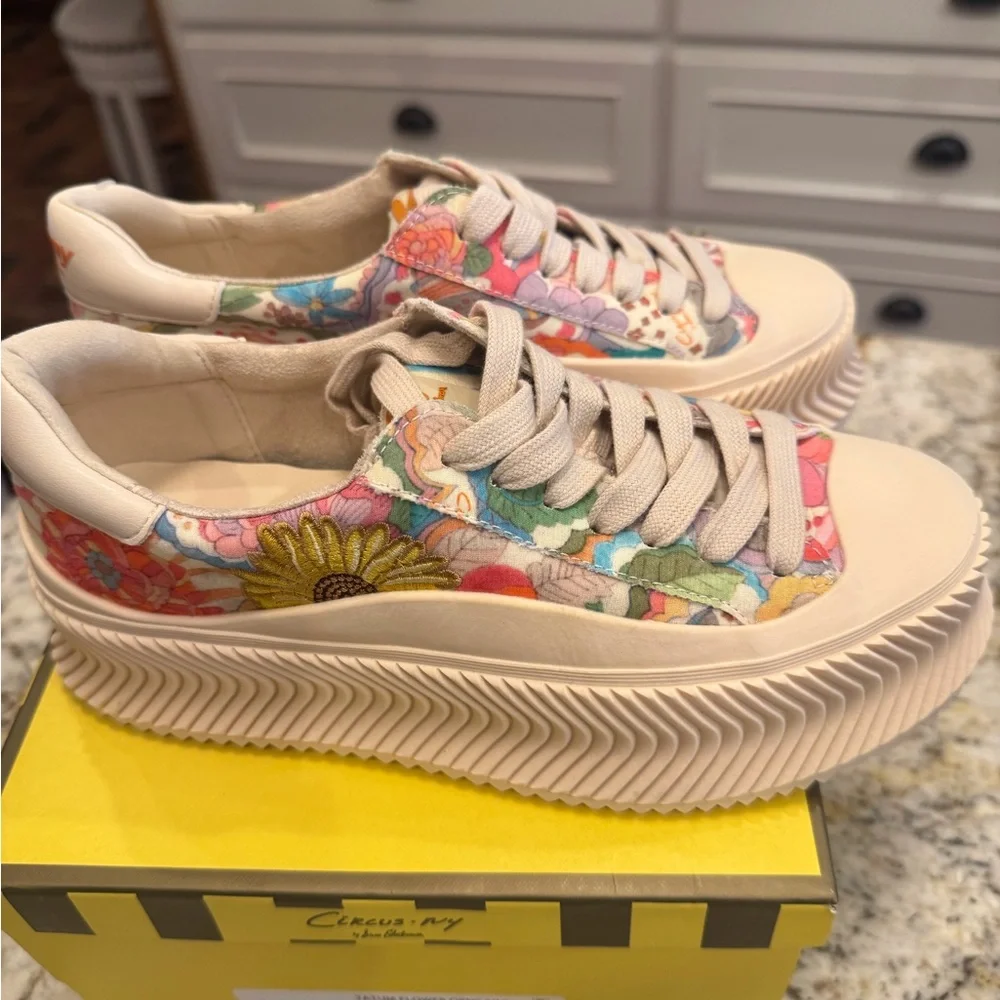 Sam Edelman Floral Platform Sneakers - Multicolor